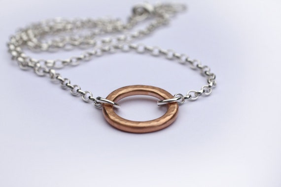 Rose Gold Necklace, Rose Gold jewellery, Gold and Silver Necklace, Hammered rose gold, Gold Necklace, Rose Gold Vermeil, Gold choker