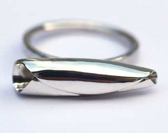 Silver Ring, Silver Curled Petal Ring, Silver Statement Ring, Unique Ring, Sterling Silver Ring, Unusual Silver Ring, Petal Ring, Leaf Ring