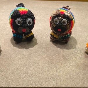Rainbow Pug - Amigurumi crocheted handmade pug doll LGBTQ