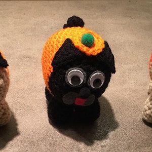 PUGKINS - Amigurumi crocheted handmade pug doll for Halloween/Fall