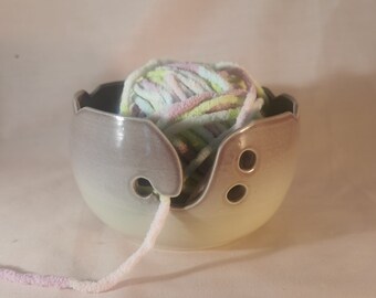 Handmade Pottery Yarn Bowl made by Sue Harrold Pottery. Free Postage Australia.