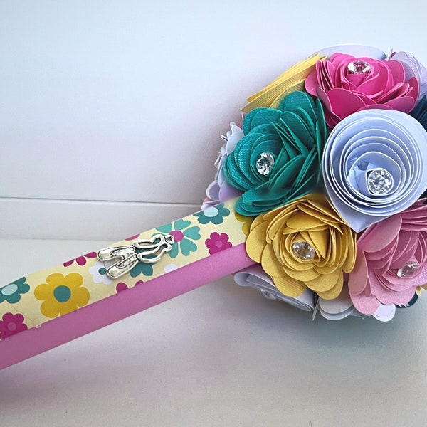 Dance recital Paper Flower Bouquet - Pink, Teal and Yellow