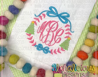 Preppy Girl Frame - Kerstbomen - Schetsborduurwerk - Quick Stitch - Direct downloaden