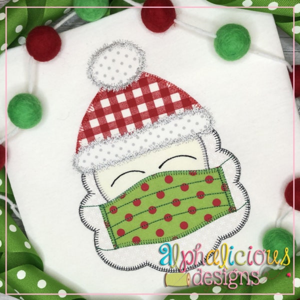 Masked Santa Applique Design - Blanket Stitch - Christmas Applique Design - Quick Stitch - Instant Download