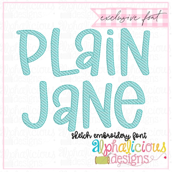 Plain Jane Embroidery Font (Smaller Sizes) - Sketch Font - Embroidery Font - Monogram Font