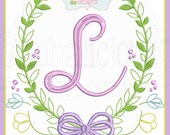 Sweet Wildflower Laurel- Laurel Wreath Frame- Monogram Frame- Digitized Embroidery Design