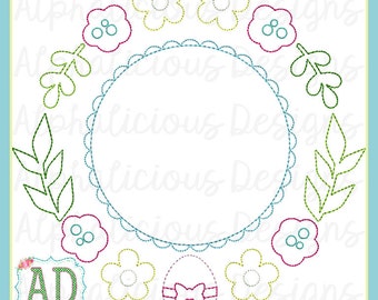 Digitized Vintage Easter Egg Frame- Triple Floss Easter Frame- Floral Font Frame- Easter- Easter Egg- Digitized Design- Embroidery- Applique