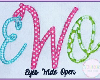 Digitized Applique Font-Applique Font- Cursive Applique Font- Applique- Digitzed-Font- Eyes Wide Open-ENTIRE ALPHABET- Lowercase - Capitals