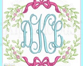 Vintage Spring Monogram Laurel Frame- ALL SIZES- Laurel Wreath Frame- Monogram Frame- Digitized Embroidery Design