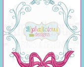Classic Bow Triple Monogram Frame- Laurel Wreath Frame- Monogram Frame- Digitized Embroidery Design