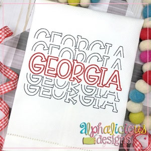 Georgia Stacked - Scribble - Embroidery Design - Instant Download - 6 Sizes - 9 Different File Formats