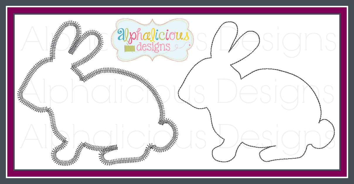 Rabbit Applique Design Bunny Applique Snow Bunny Woodlands - Etsy