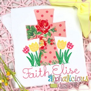 Cross with Flowers-Blanket Stitch Applique Easter