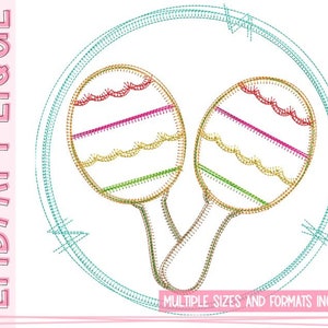 Maracas in Frame- Blanket Stitch - Maracas Embroidery Design - Blanket Stitch Embroidery Design - Cinco De Mayo Designs - Maracas - Blanket