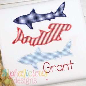 Triple Threat Shark Stack - ZigZag: Applique Design - Digitized Embroidery Design - Instant Download - 5 Sizes - 10 File Formats!