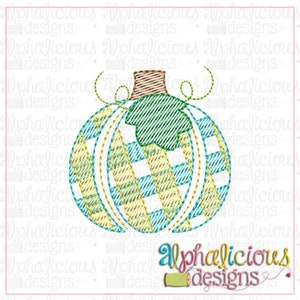 Broderidesign med buffelrutor och pumpa: Skissstygn (digital nedladdning)