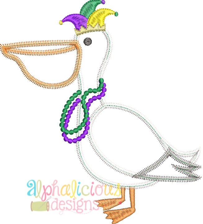 Mardi Gras Pelican with King Cake Fishing Shirt in Hunter Green