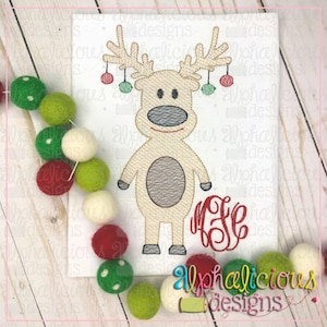 Reindeer - Sketch - Christmas Embroidery Design - Digitized Embroidery Design - Instant Download