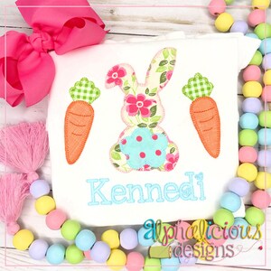 Bunny with Carrots-Blanket Stitch Applique Easter