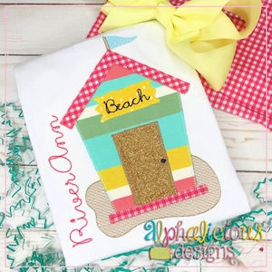 Beach Hut - Blanket - Applique Design - Instant Download - Quick Stitch