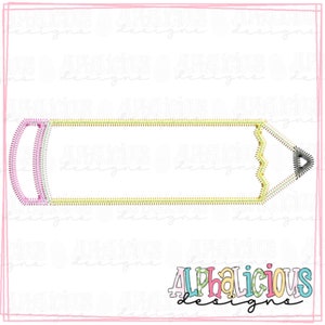 May include: A yellow pencil outline with a pink eraser and a black tip. The pencil is a blank frame for adding text.
