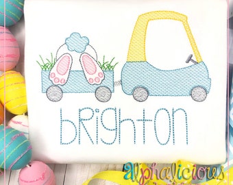 Coupé mit Bunny Bum zu Ostern- Skizze Stickerei Design - Ostern Stickdatei