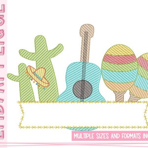 Fiesta Banner- Three In A Row- Sketch Design - Fiesta Embroidery Design - Sketch Embroidery Designs - Fiesta Embroidery Designs - Quick