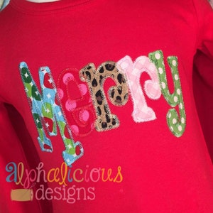 MERRY Applique Word - ZigZag - Applique Design - Instant Download - 4 Sizes - 10 Different File Formats