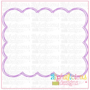 Scallop Box - Scribble - Embroidery Design - Instant Download -  5 Sizes - 10 Different File Formats