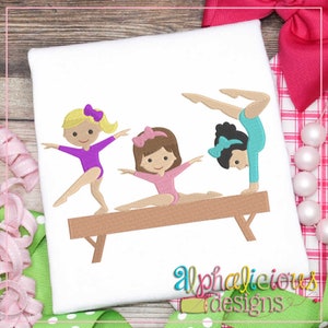 Gymnastics Girls Embroidery Design: Beam Sketch (Instant Download)