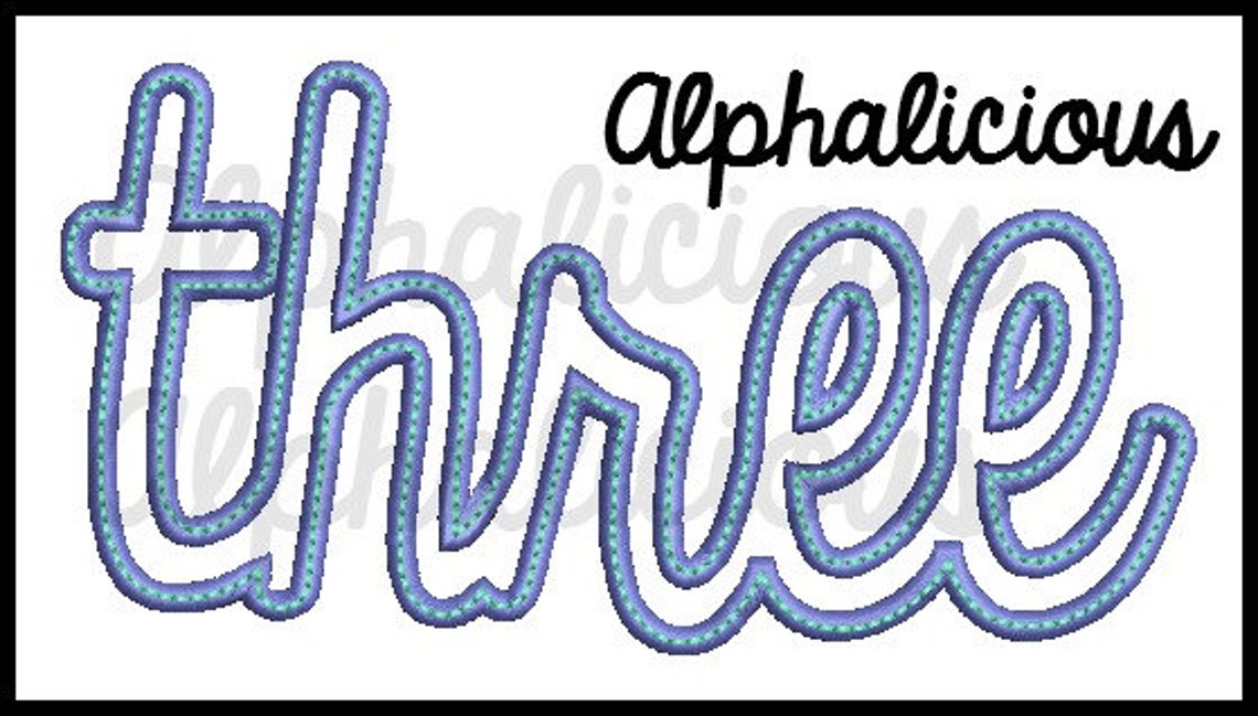 THREE Cursive Applique Font/design Etsy