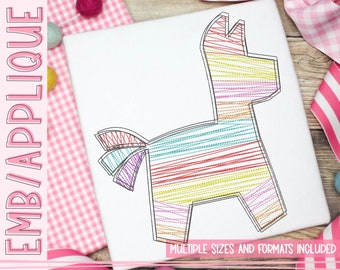 Diseño de bordado con relleno de garabatos para una piñata de fiesta (descarga digital)