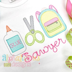 School Days - Sketch - Embroidery Design - Quick Stitch - Instant Download