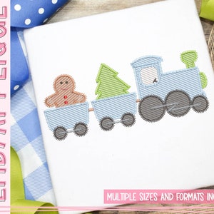 Trainiere mit Lebkuchenmann und Lebkuchenmann - Weihnachts Skizzen Stickmotive - Weihnachtszug - Maschinenstickerei - Schnell