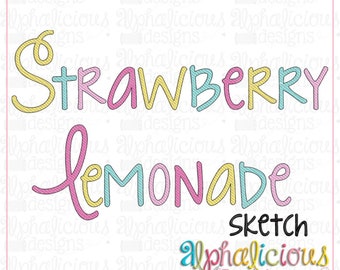 Strawberry Lemonade Sketch Embroidery Font - Sketch Font - Embroidery Font - Monogram Font