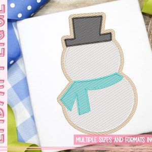 Snowman Sketch Embroidery Design: Quick Stitch Winter Applique (Digital Files)