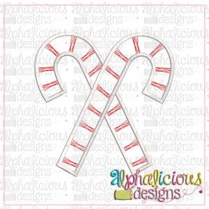Candy Canes - Satin - Applique Design - Christmas Design - 5 Sizes - 9 Different Formats - Instant Download