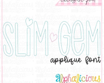 Slim Gem Applique Font- Triple Bean