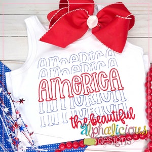 America the Beautiful - Scribble - Embroidery Design - Instant Download - 6 Sizes - 9 Different File Formats