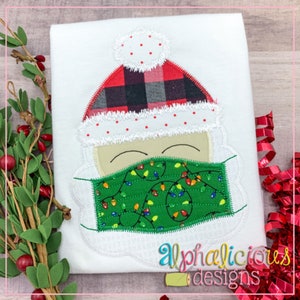 Masked Santa Zigzag Applique Design (Instant Download)