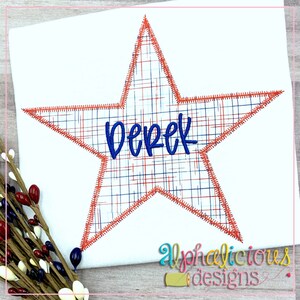Star - ZigZag - Applique Design - Instant Download - Quick Stitch - 6 Sizes - 9 Different File Formats
