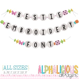 Bestie bordado fuente amistad encanto pulsera fuente campamento monograma 7 tamaños más pulseras BONUS