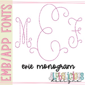Evie Floss Embroidery Font- Vintage Embroidery Font- 5 Sizes - 10 Different File Formats