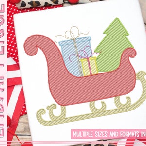 Sleigh with Presents and Tree – Sketch Designs - Christmas Embroidery Designs - Quick Stitch - Machine Embroidery - Sleigh Christmas Design