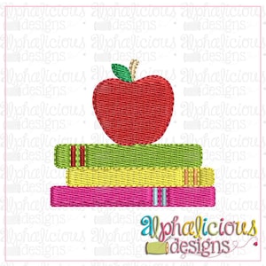 Apple and Books - MINI Fill embroidery design