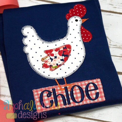Chicken Applique Machine Embroidery Designinstant DOWNLOAD Etsy