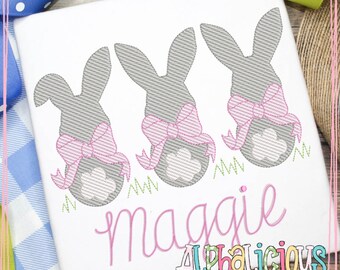 Bunny with Bows Embroidery Design: Quick Stitch Sketch (Instant Download)