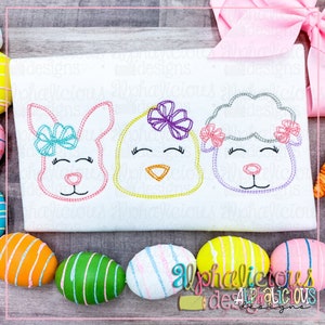 Bunny-Chick-Sheep with Bow - Three In A Row - Scribble