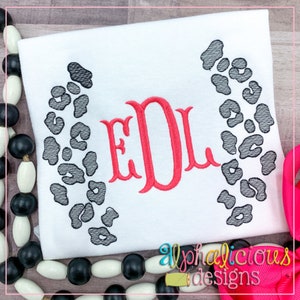 Leopard  Monogram Frame - Sketch - Embroidery Design - Instant Download - Quick Stitch