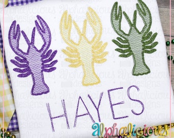 Crawfish Sketch Trio - Sketch Embroidery - Instant Download - Quick Stitch